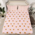 thumbnail image 2 of jejeloiu Kawaii Loves Pattern Queen Sheet Sets,Cute Heart Print Flat Sheet,Pink Gold Queen Fitted Sheet For Girls Teens,Super Cozy Room Decor,4pcs, 2 of 7
