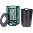 thumbnail image 2 of Outdoor Diamond Steel Trash Can With Flat Lid & Base, 36 Gallon, Green, 2 of 7
