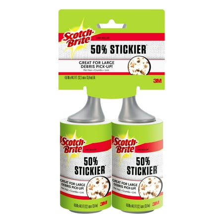 Roller Assortment - Scotch-Brite 50% Stickier Lint Roller Twin Pack, 60 Sheets per Roller, 2 Count