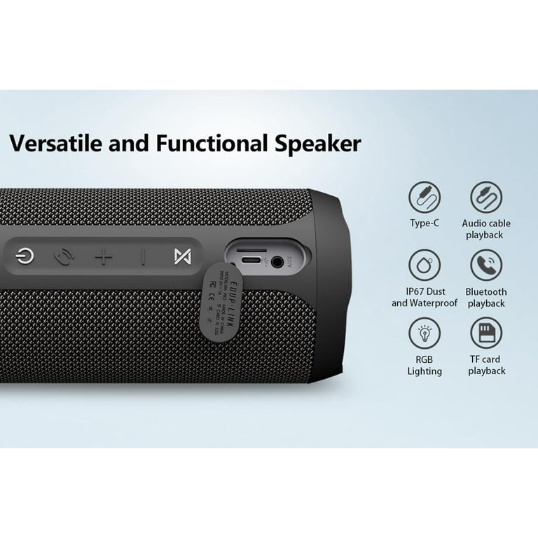 EDUPLINK Waterproof Portable Bluetooth Speaker - 20W Louder Wireless  Speaker with 20 Hours Playtime, TWS Pairing, RGB Lights and TF Slot -  Perfect for