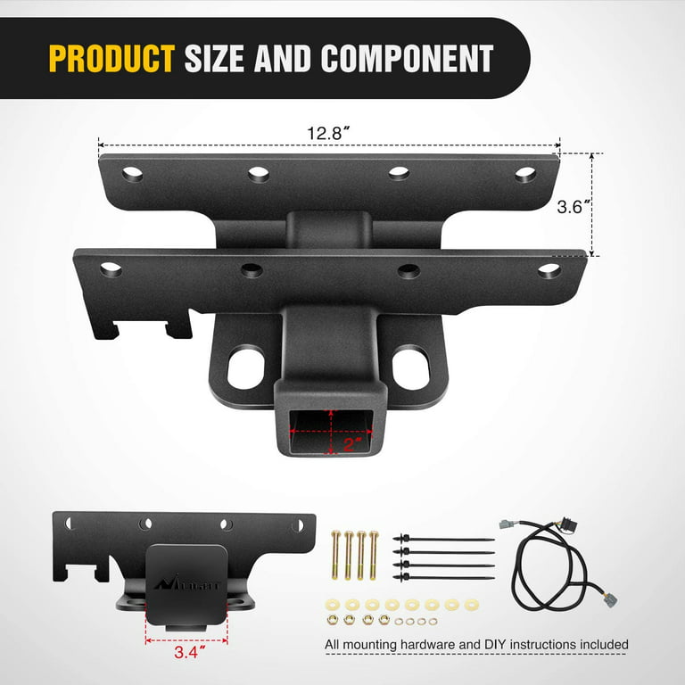 2 Inch Trailer Hitch Receiver w/Harness Kit for Jeep 2007-2018 Jeep  Wrangler JK