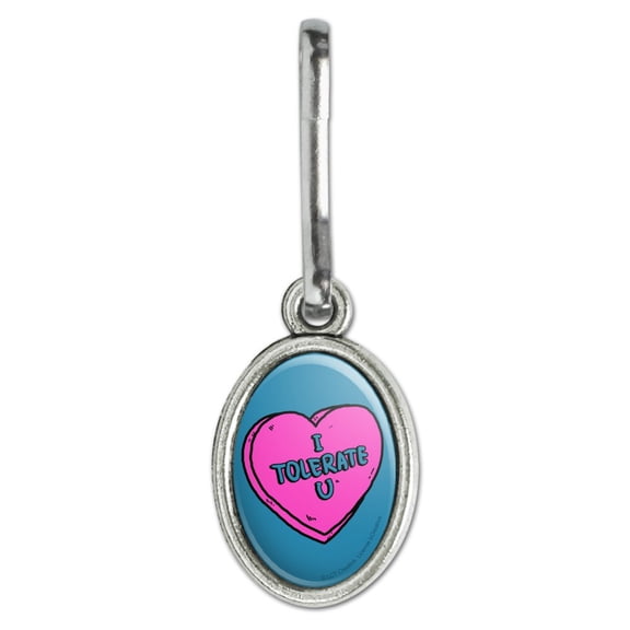 I Tolerate U Love You Funny Humor Antiqued Oval Charm Clothes Purse Suitcase Backpack Zipper Pull Aid