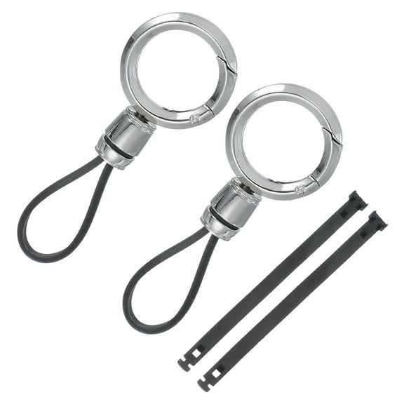 Uxcell Car Key Chain, Detachable Ring Keychain Universal Anti-lost Metal Buckle Keys Holder with 3.15 Inch Strap for Men and Women (Silver, Pack of 2)