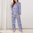 thumbnail image 2 of Fuzoiu Orchids Flowers Print Women's Long-Sleeved Pajama,Lounge Button Down Nightwear,Womens Notch Collar Pajama Set-Large, 2 of 7