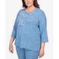 thumbnail image 6 of Alfred Dunner Womens Plus-Size Flower Embroidery Split Hem Top, 6 of 6