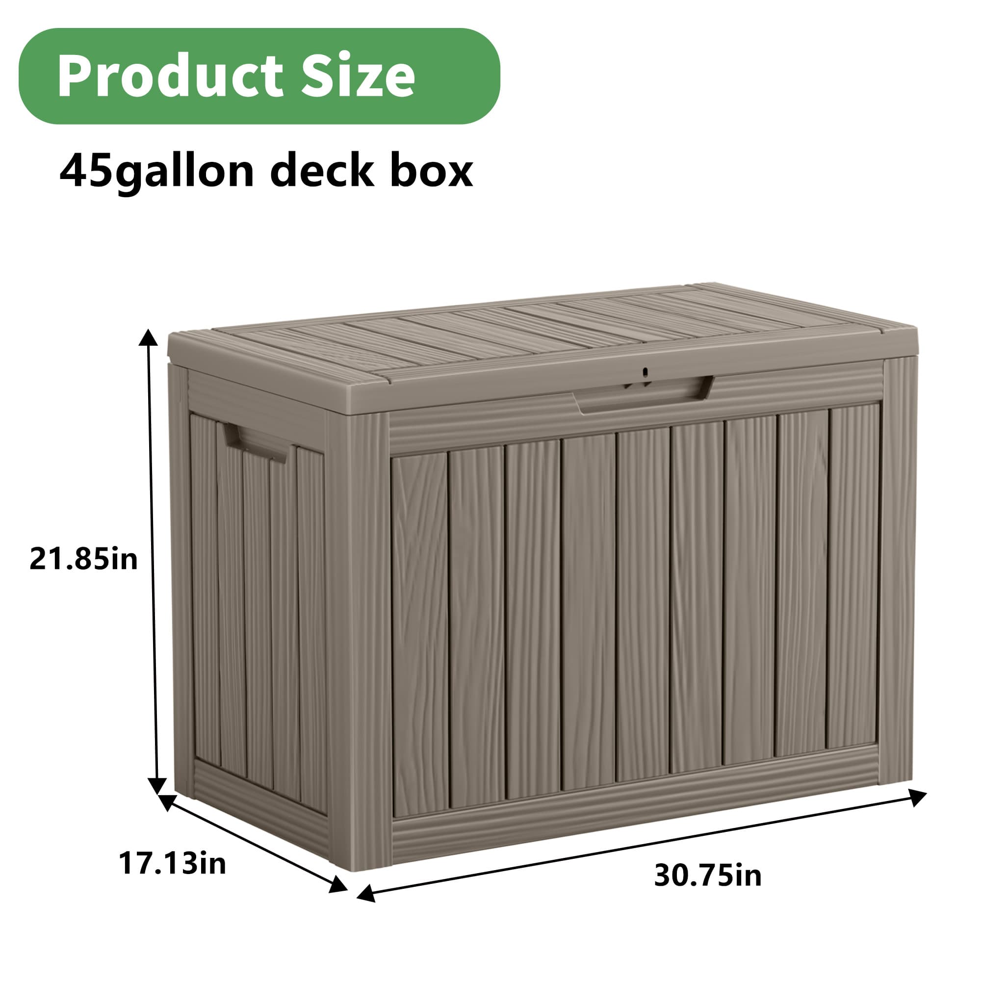 MAYEERTY 45 Gallon Outdoor Deck Box, Large Capacity Storage Box for Patio Furniture Cushions, Pillow Outdoor Indoor, Light Brown