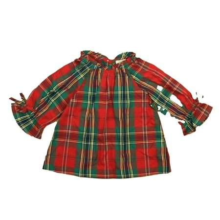 

Pre-owned Crewcuts Girls Green | Red Plaid Blouse size: 2T