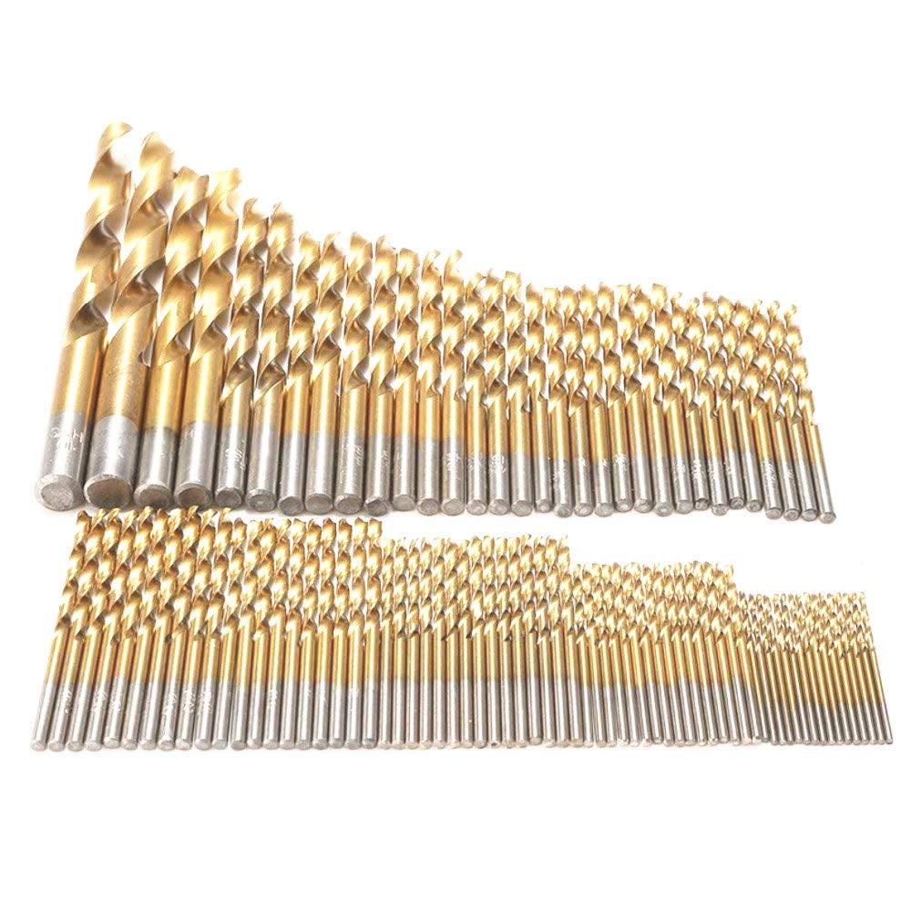 DRILLFORCE, 99PCS,HSS Titanium Coated Twist Drill Bits Set, High Quality,1/16"-3/8",Metal Drill, Ideal for Drilling on mild Steel, Copper, Aluminum, Zinc Alloy etc.