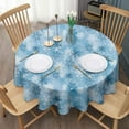 thumbnail image 3 of Light Blue Christmas Snowflake Pattern Round Tablecloth 60"x60",Wrinkle Wipeable Table Cloth for Kitchen Dining Room Picnic Patio Party, 3 of 6