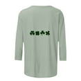 thumbnail image 2 of Felirenzacia Women’s St. Patrick’s Day Undershirt Clover Graphic 3/4 Sleeve Tee Casual Holiday Sweatshirt Top, Multicolor,5XL, 2 of 5