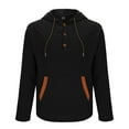 thumbnail image 5 of UAMVSH Mens Cotton Linen Hoodies Lightweight Button Long Sleeve Pullover Drawstring Casual Beach Travel Sweatshirts with Pocket, 5 of 7