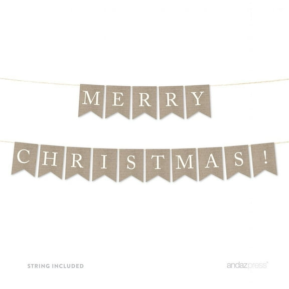 Merry Christmas! Burlap Pennant Party Banner