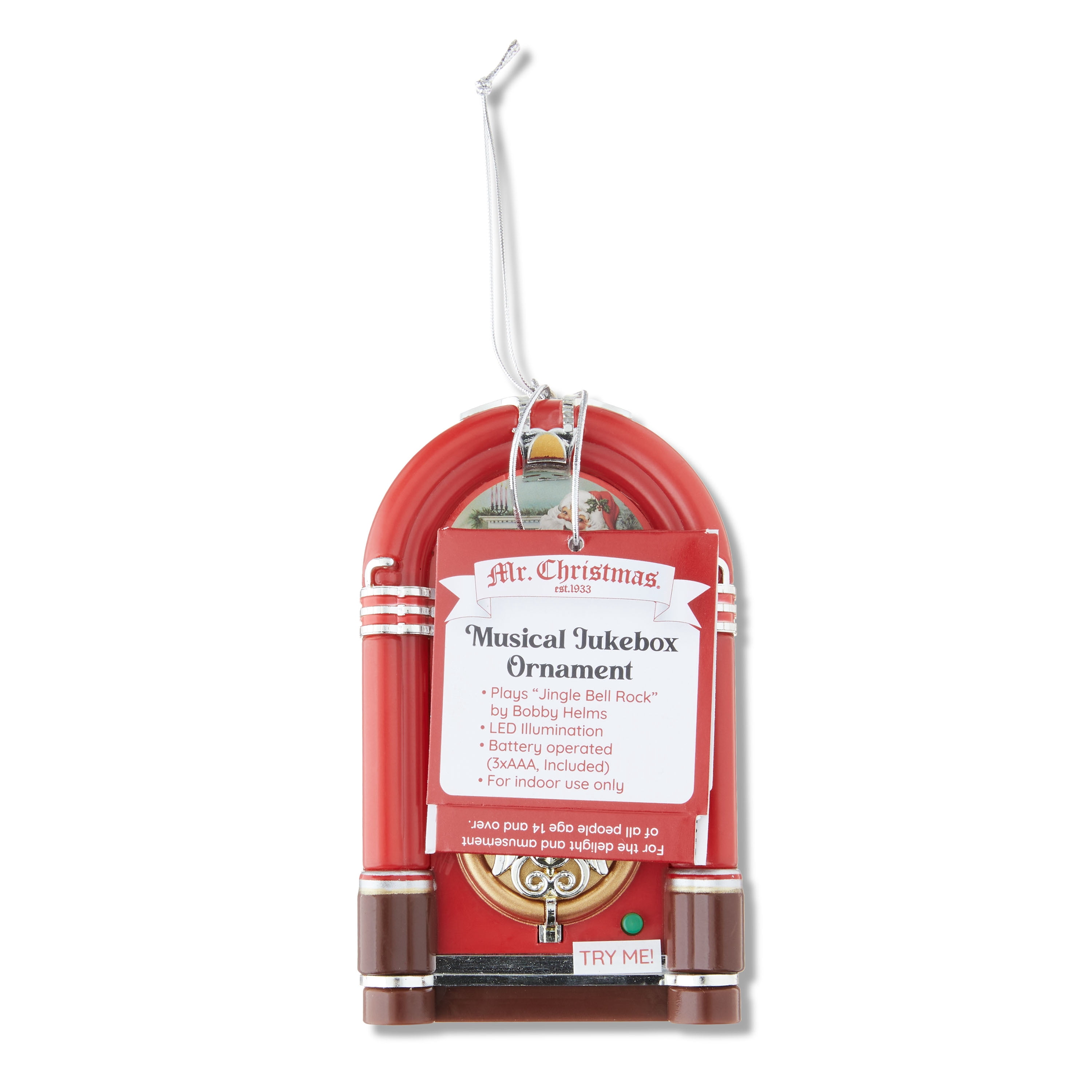 Mr. Christmas Mini Jukebox Ornament, Red