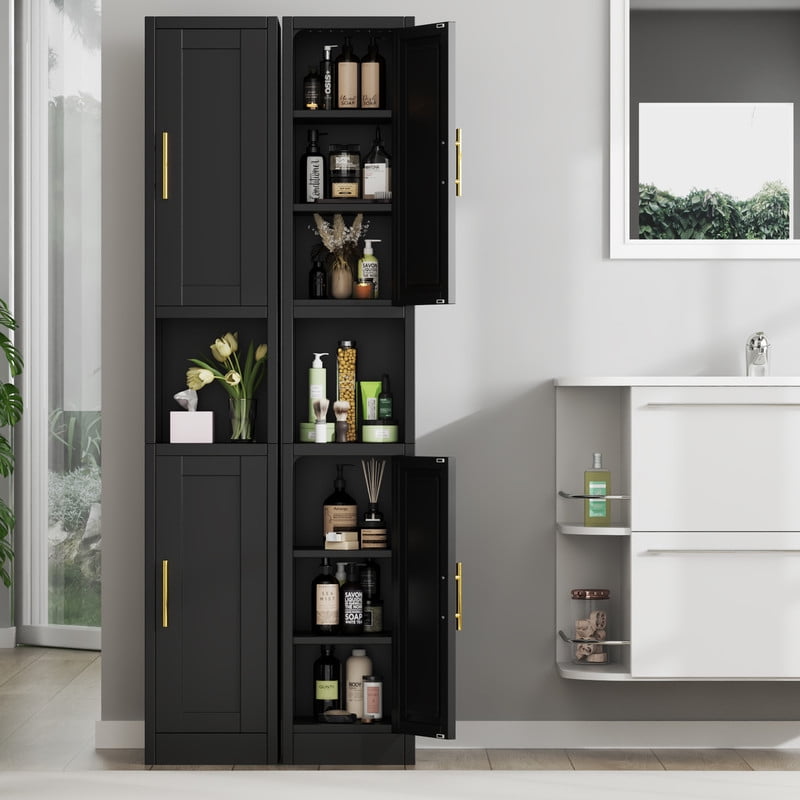 Ero 67" Metal Storage Cabinet with Lock, Tall Narrow Office File Cabinets with 2 Doors & 4 Adjustable Shelves