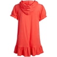 thumbnail image 6 of Pink Platinum Girls Swim Cover Up - Hooded Terry Cloth Zip Up Swimsuit Coverup Dress for Girls, 6 of 7