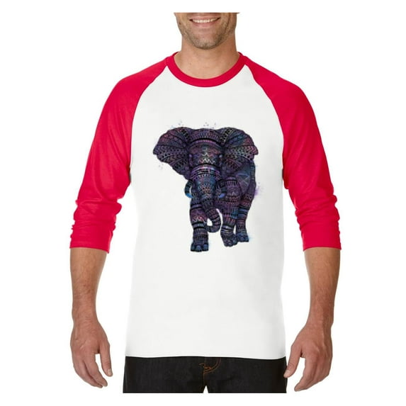 MmF - Mens Raglan Sleeve Baseball T-Shirts, up to Size 3XL - Elephant