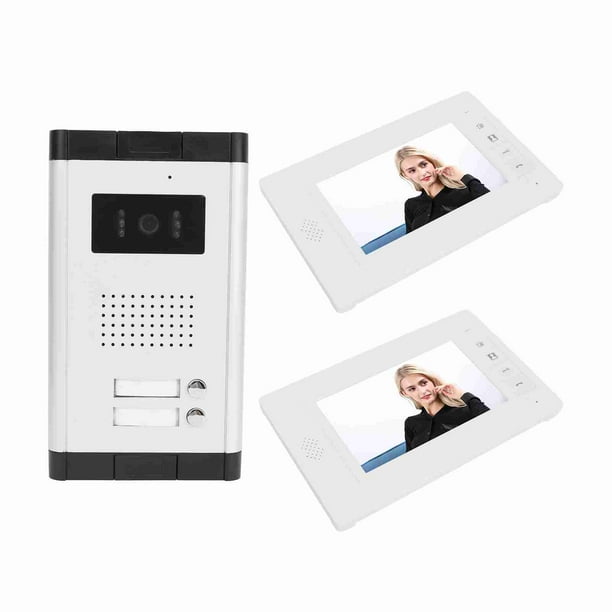 Kit De Teléfono De La Puerta De Video, Pantalla TFT De 7 Pulgadas 2 Unidades Interiores 1 Unidad Al Aire Libre AC100-240V Video Intercom Visión Nocturna Visión Nocturna Para