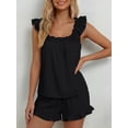 thumbnail image 3 of Womens Pajama Set 2 Piece Summer Sleepwear Ruffle Tank Top and Shorts Cute Bridal Lounge Outfit, 3 of 7