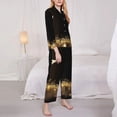 thumbnail image 3 of Salouo Gold Glittering Stars Pattern Women's Pajamas Set Long Sleeve Button Down Sleepwear Soft Pj Lounge Sets for women 2 Piece Pjs Set with Long Pants-XX-Large, 3 of 7