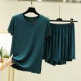 thumbnail image 2 of cfhntfmh Womens Soft Pj Sets Short Sleeve Pajamas Set Casual Sleepwear Round Neck Top and Shorts 2 Piece Loungewear for Summer, 2 of 3