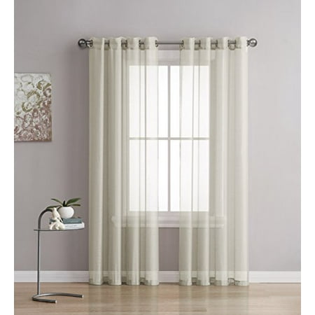 - Grommet Sheer Curtains - 2 Pieces, Beautiful, Elegant, Natural Light Flow, High Quality Material, Durable - for Bedroom, Living Room, Kid's Room, Kitchen (54-Inch-by-108-Inch - each Panel, Beige