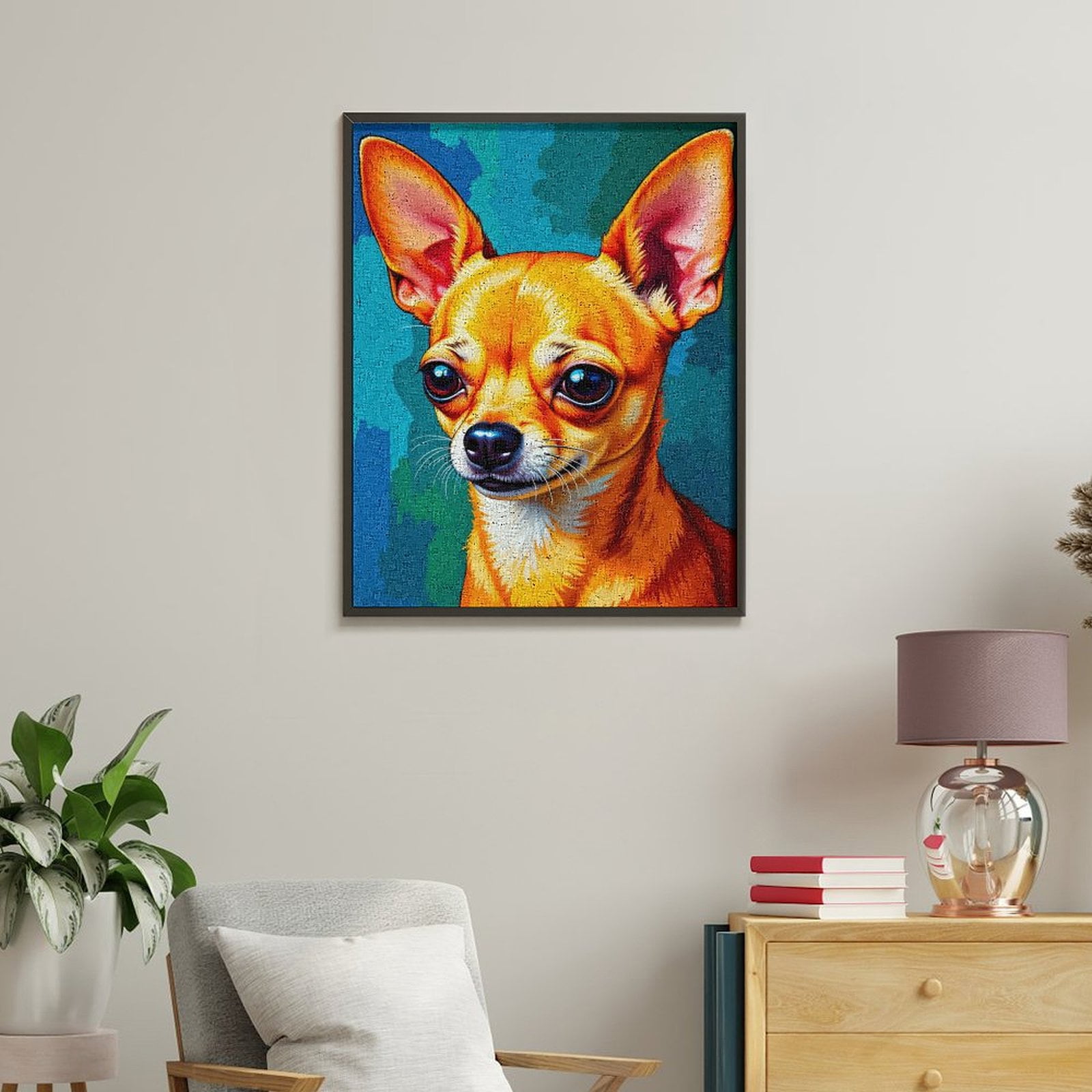 Paint By Numbers Kit for Adults Beginner - DIY Chihuahua Bright Portrait Art Canvas Painting Kits for Adults, Frameless Paint By Number for Adults for Home Wall Decor 16x20 Inch