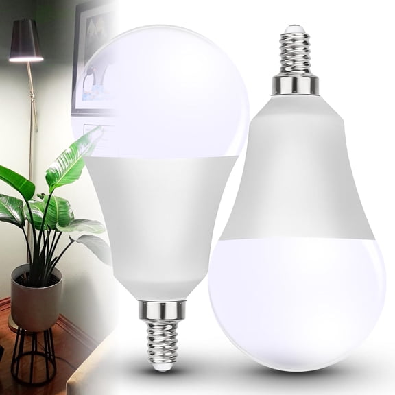 2 Pack E12 Small Candelabra Base LED Grow Light Bulbs Full Spectrum, 12W Sun Plant Light Bulb 100w Equivalent, Balanced Spectrum 5000K Red Blue for Flower, Seed Starting, Indoor Growing