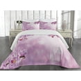 thumbnail image 2 of Ambesonne Pink Quilted Coverlet 3 Pcs, Orchid Spring Petals Spa, King Size, Pink, 2 of 4