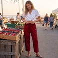 thumbnail image 2 of Womens Wide Leg Linen Pants Elastic Waist Lightweight Casual Flowy Palazzo Lounge Trousers with Pockets, 2XL, 2 of 7