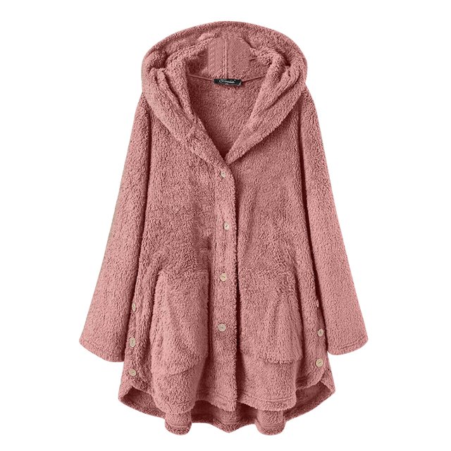 Hooded Cardigan for Women Printed Button Plush Tops Hooded Loose Cardigan Wool Coat Winter Jacket Wool Coat for Women Jacket Winter Winter Jacket Women