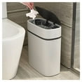 thumbnail image 1 of Bote de basura de plástico con tapa,Bote de basura de 14 L/3,7 galones,Cesto de basura gris moderno, botes de basura finos para baño,sala de estar, 1 of 5