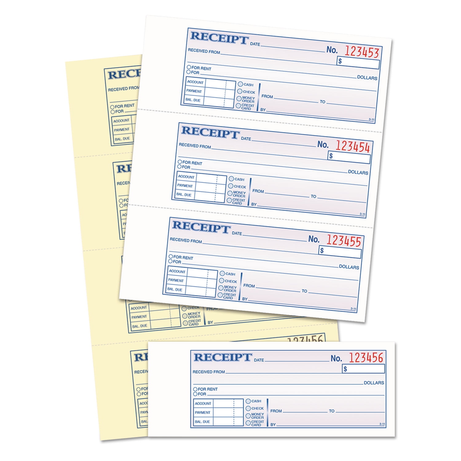 Tops Business Forms Money and Rent Receipt Books, 2-3/4 x 7 1/8, Two-Part Carbonless, 400 Sets/Book