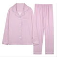thumbnail image 3 of Pajama Sets for Women 2 piece Long Sleeve Loungewear Button Down Collar Top and Pants Cozy Fall Sleepwear Purple XXL, 3 of 3