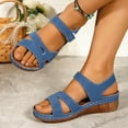 thumbnail image 5 of Fnooota Womens Comfort Sandals , Ankle Strap Platform Casual Open Toe Summer Shoes Sandals Light Blue Size 6.5, 5 of 5