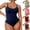 Dark Blue, variant on Bodysuit for Women Ribbed Tummy Control Shapewear Sculpting Thong Sleeveless Women Body Shaper Yellow XS