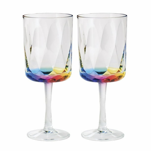 Merritt Rainbow Prism 16 Oz Acrylic Wine Glasses Set Of 2 Walmart
