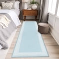 thumbnail image 5 of Sky Blue Greek Key Large Area Rugs for Bedroom Living Room, Soft Non Slip Carpet Bedside Rug, Geometric Greece Ancient Farmhouse Geo Rectangular Floor Cover Kitchen Accent Rug 2'x6' for Office, 5 of 9