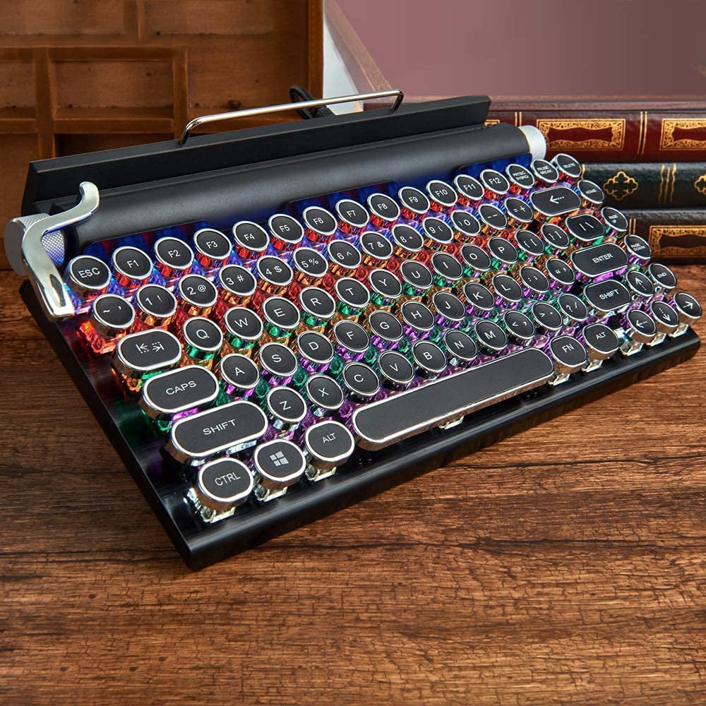 7KEYS Retro Bluetooth Mechanical Keyboard with Round Keycaps, Black
