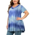 thumbnail image 6 of Patlollav Summer Tees Women Plus Size Tops Tie-Dye Print Short Sleeve V-Neck Blouse Pleated Hem Shirt, 6 of 6