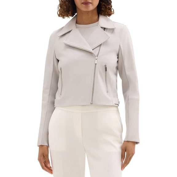 Theory womens  Leather New Moto Jacket, l, Tan