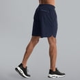 thumbnail image 4 of HKYNLAG Men's Athletic Running Shorts Quick Dry with Zipper Pockets Ice Silk Workout Gym Long Shorts with Zipper Pockets Navy M, 4 of 5
