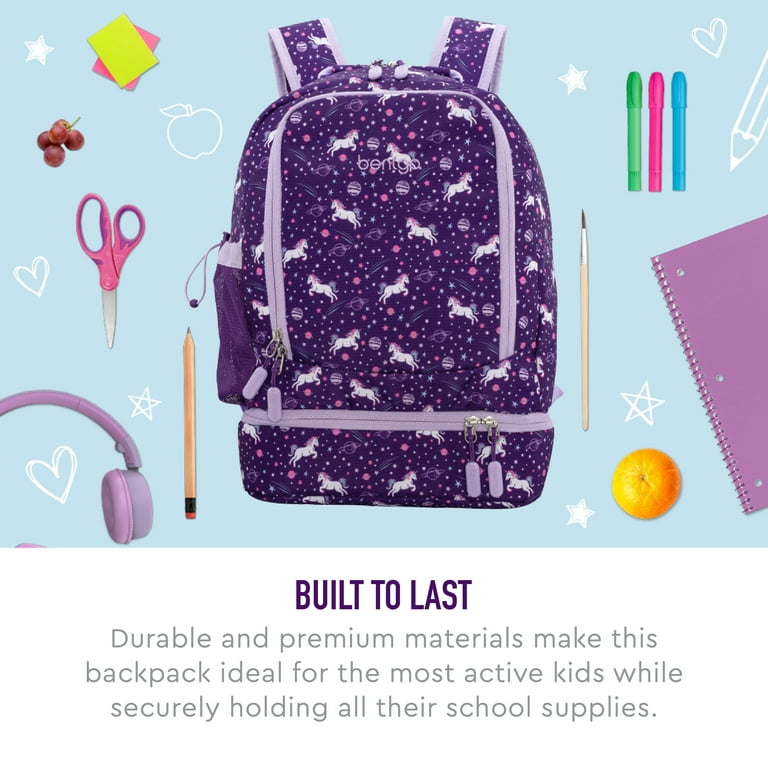 Bentgo Kids Prints Deluxe Insulated Lunch Bag, Purple, Children, Handle, Rectangle, Lunch Bag, Maximalism