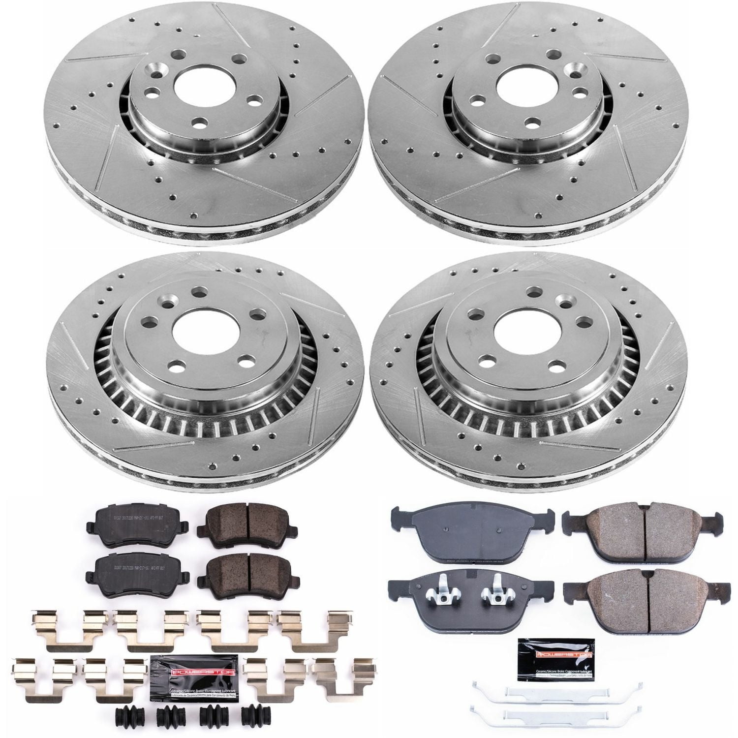 PowerStop Front and Rear Z23 Evolution Sport Carbon-Fiber Ceramic Brake Pad and Drilled & Slotted Rotor Kit Fits: VOLVO Select Models K5703