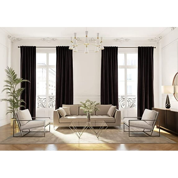 3S Brother's Extra Long Solid Luxury Matte Velvet Soft Curtain Brown Single Panel Hanging Back Tap & Rod Pocket Home Décor 5-25 Feet Custom Made Curtains -Made in Turkey Each(52"x252")