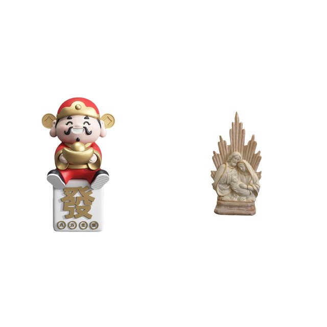 Escultura De Resina De La Familia Bendición De La Fortuna, Figura Para Decoración De Año Nuevo En Oficina, Mesa, Coche O Hogar. Estatua Clásica Cristiana Católica.