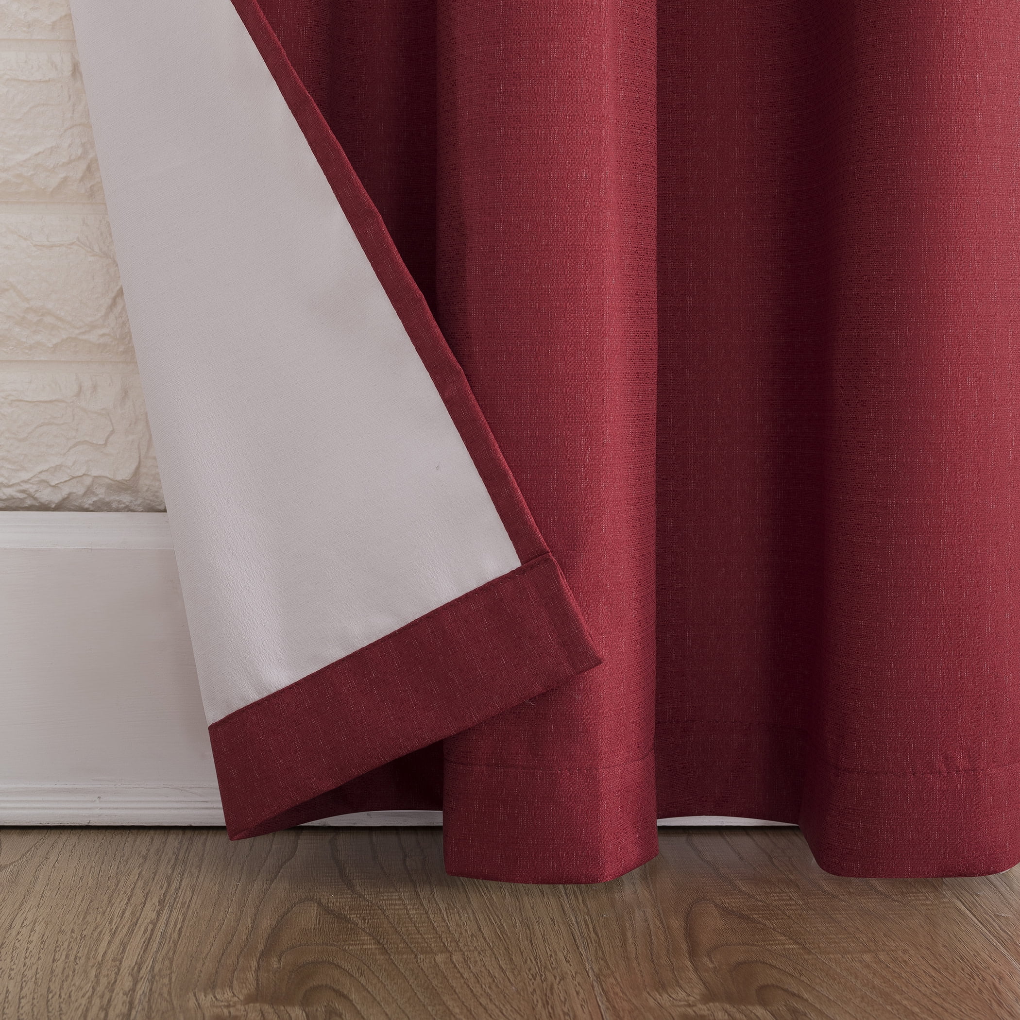 Sun Zero Arlo 2-Piece Textured Thermal Insulated Room Darkening Grommet Curtain Panel Pair, Red, 40"W x 95"L