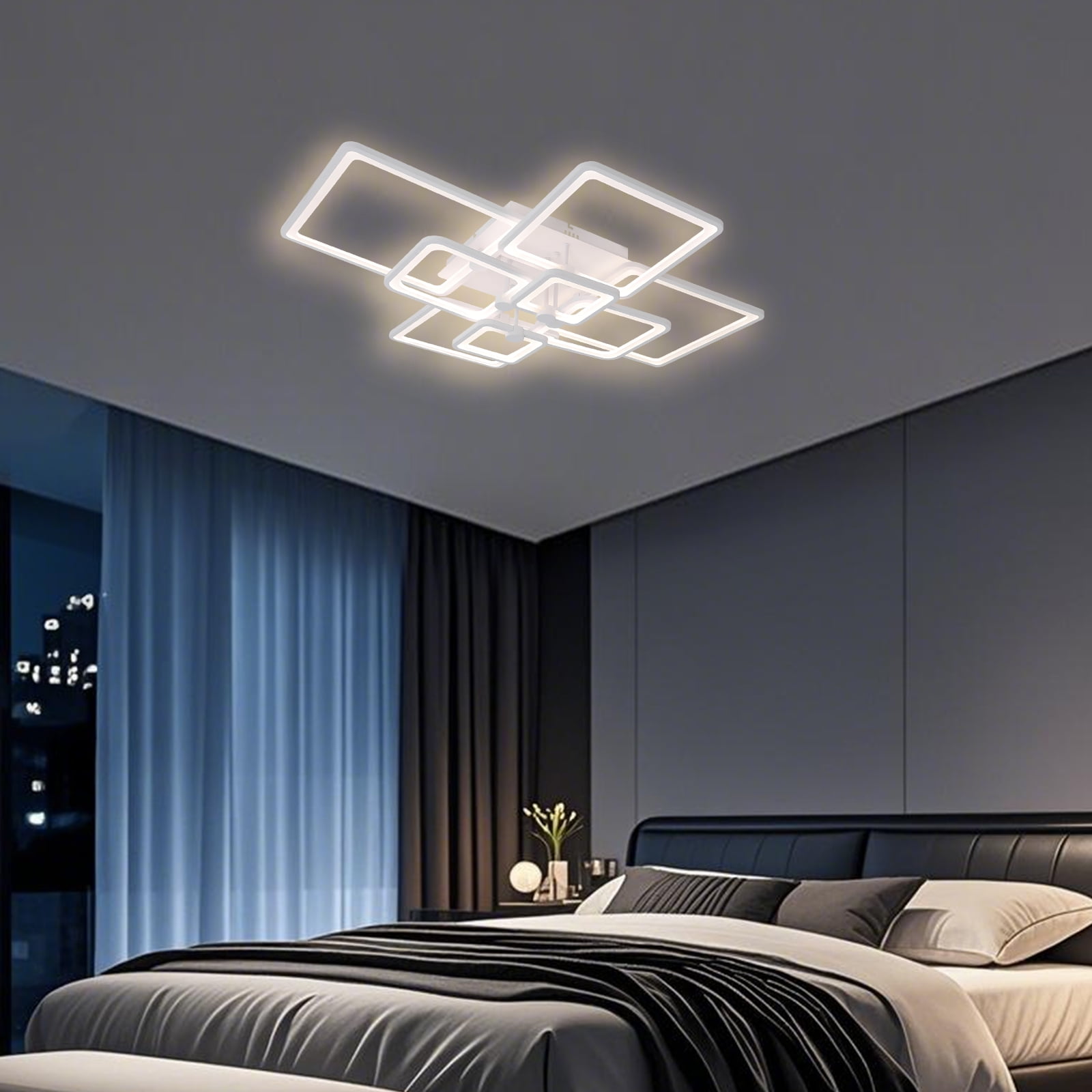 LED Ceiling Light with Remote Control, 8-Head Ceiling Light, Dimming Ceiling Light Fixture