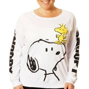 Snoopy Women's Plus Printed Crewneck Raglan Sweatshirt