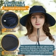 thumbnail image 6 of Women's/Men's Sun Hat, UPF50+ Wide Brim Bucket Hat Waterproof for Garden Beach Park Safari Travel/Navy Blue, 6 of 9