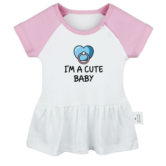 I'm A Cute Baby Funny Dresses For Baby, Newborn Babies Skirts, Infant Princess Dress, 0-24M Kids Graphic Clothes (Pink Raglan Dresses, 18-24 Months)